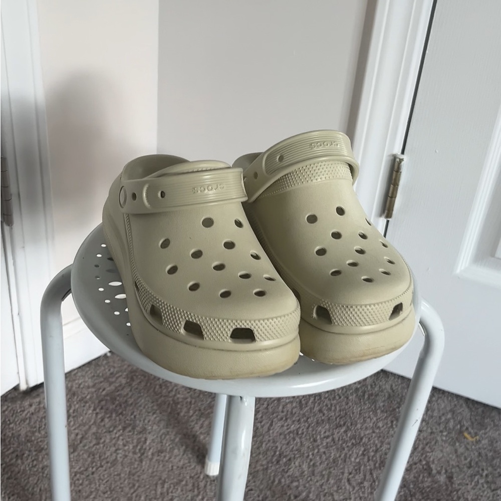 CROCS Light Tan Platform Clogs